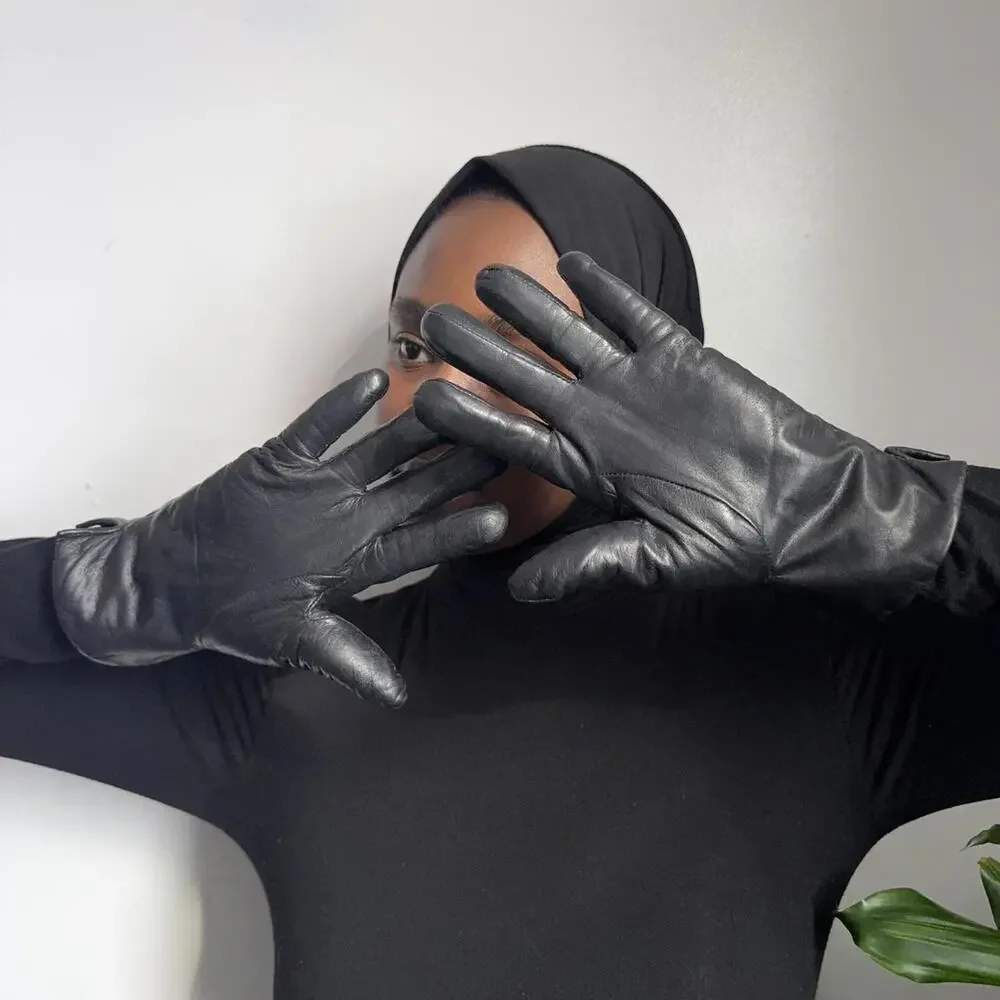 Vintage LANDS’ END black Genuine Leather Gloves‎ - Insulated size 7.5